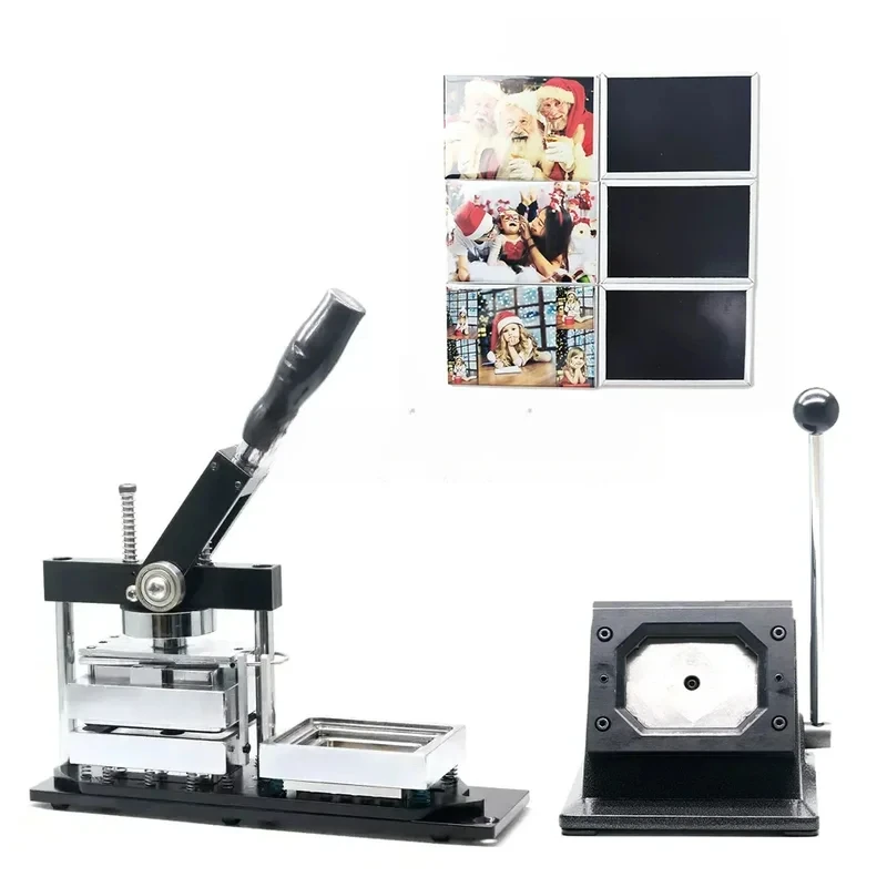 80*53Mm Fridge Magnet Making Machine Rectangle Button Maker Kit With Cutter And 500Pcs Materials