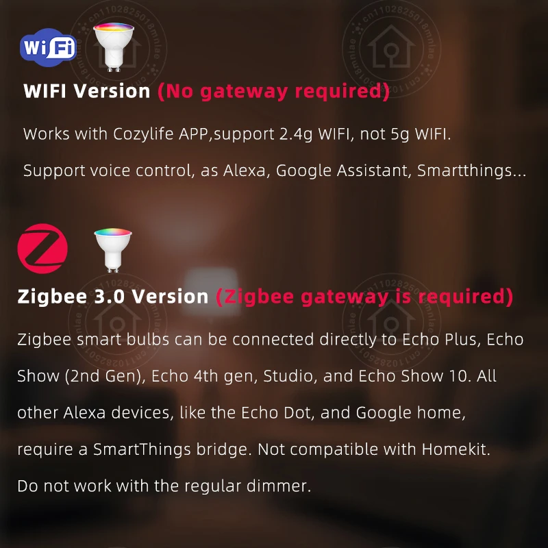 زيجبي GU10 WIFI الذكية LED لمبات RGB C + W الأبيض 5 واط عكس الضوء مصابيح APP التحكم مصابيح كهربائية العمل أليكسا/جوجل مساعد #3