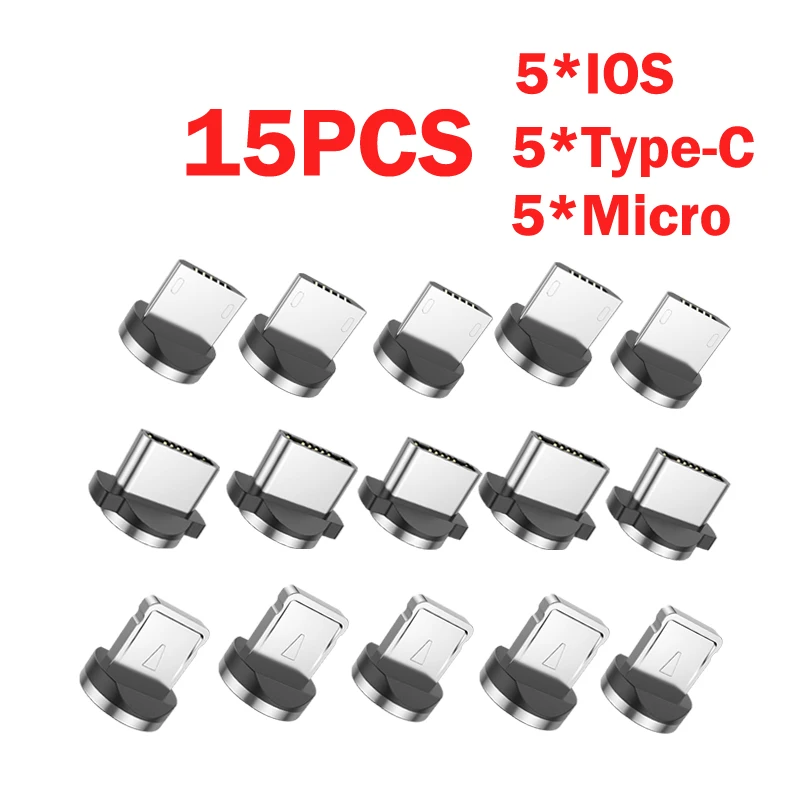 15PCS/30PCS Pack Magnetic Cable Tips For Type C Micro USB IOS Plugs Fast Charging Adapter Replacement Charger Plug For iPhone