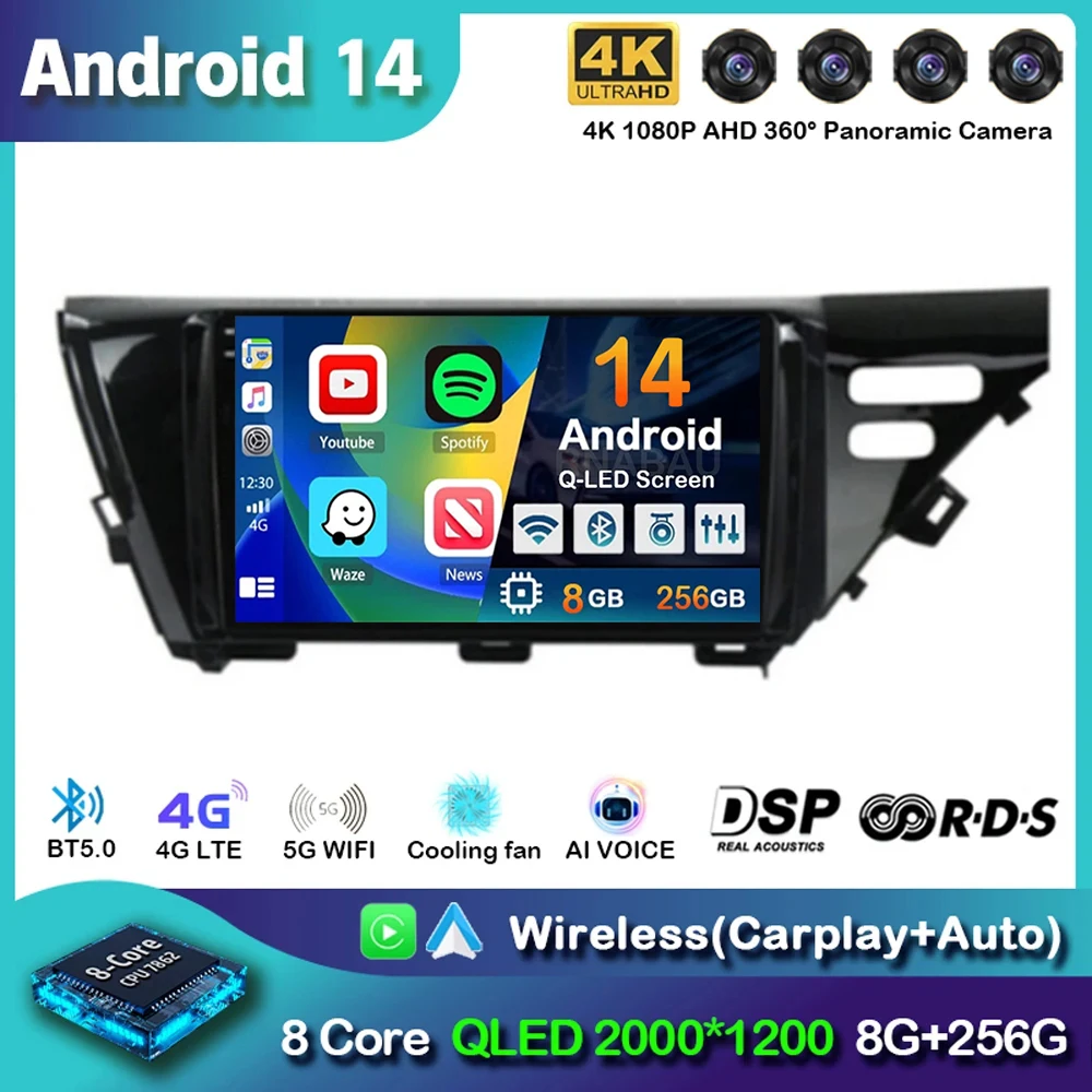 

Android 14 Carplay Auto Car Radio For Toyota Camry 8 XV 70 2017 2018 2019 2020 Multimedia Video Player Navigation GPS Stereo DSP