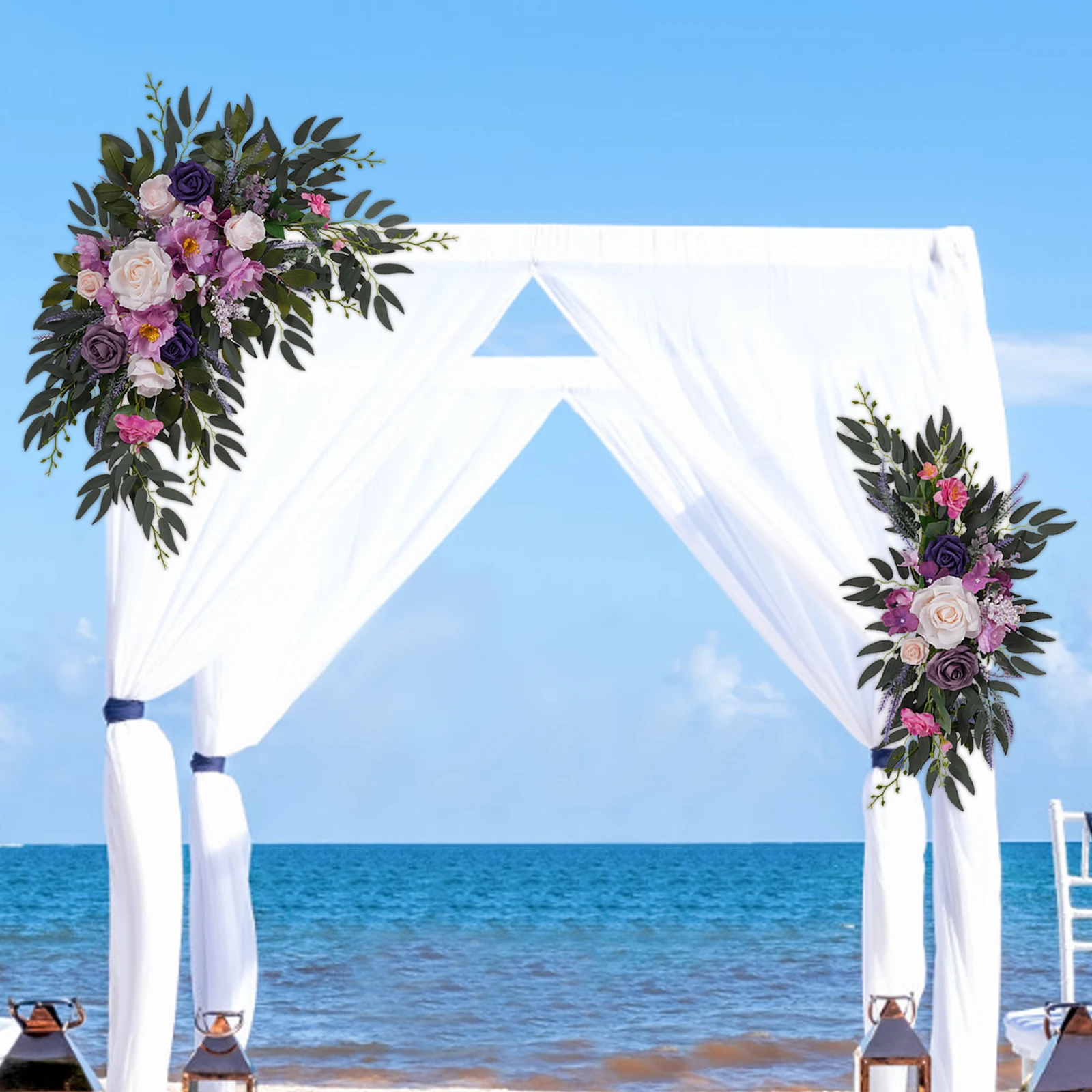 2 Pieces Artificial Wedding Arch Flowers Kit Artificial Flowers Floral for Wedding Arch Decoration