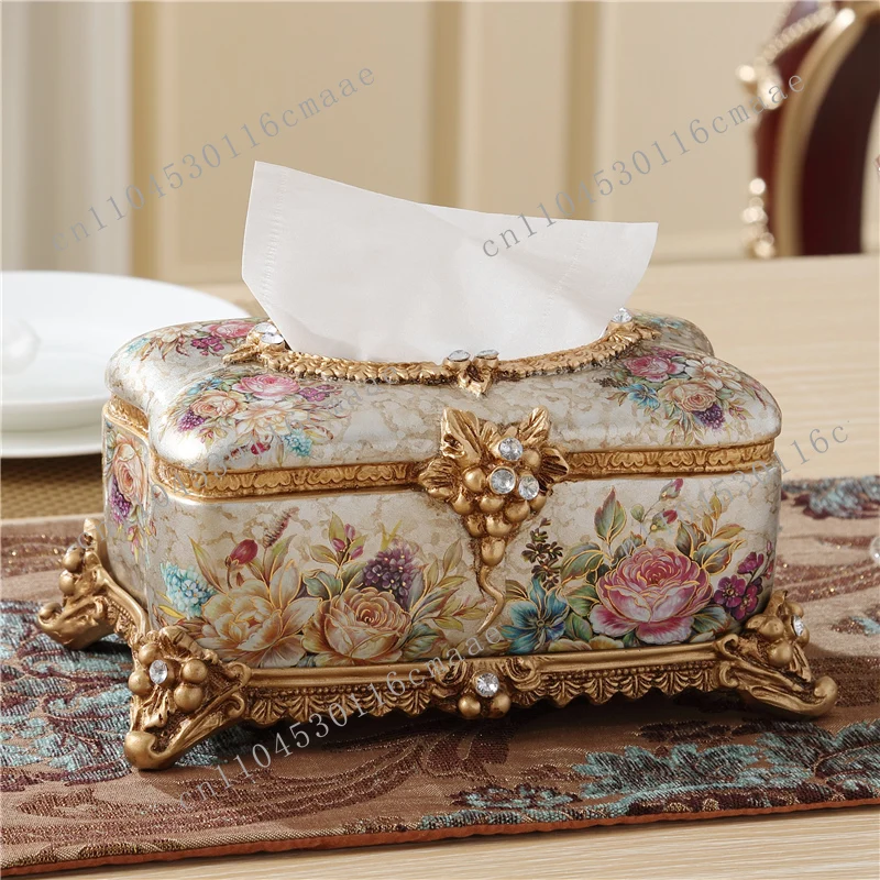 Brand New Retro Luxury Tissue Box Decorated with Exquisite and Creative Drawstring Box Decorations