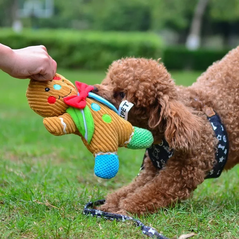 1pcs Gingerbread Man Dog Toys Pet Christmas Dog Toy Vocalization Plush Bite Resistant Toy Dog Christmas Gift Pet Supplies - Image 3