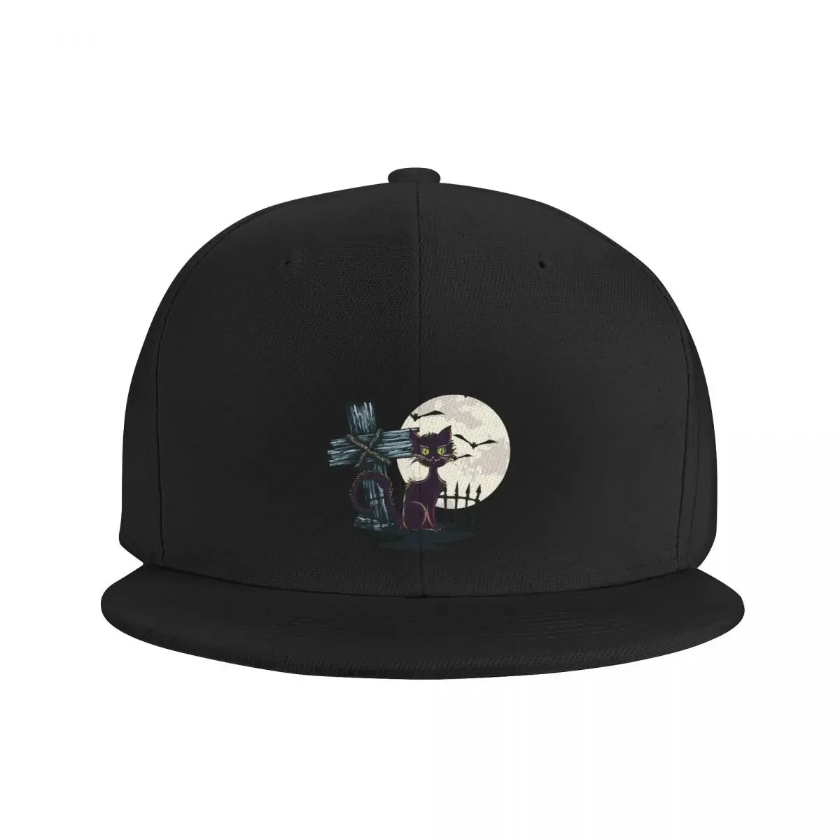 Fashion Horror Cat Hip Hop Cap Spring Terrifying cat dark bat cross moon Flat Skateboard Snapback Dad Hat