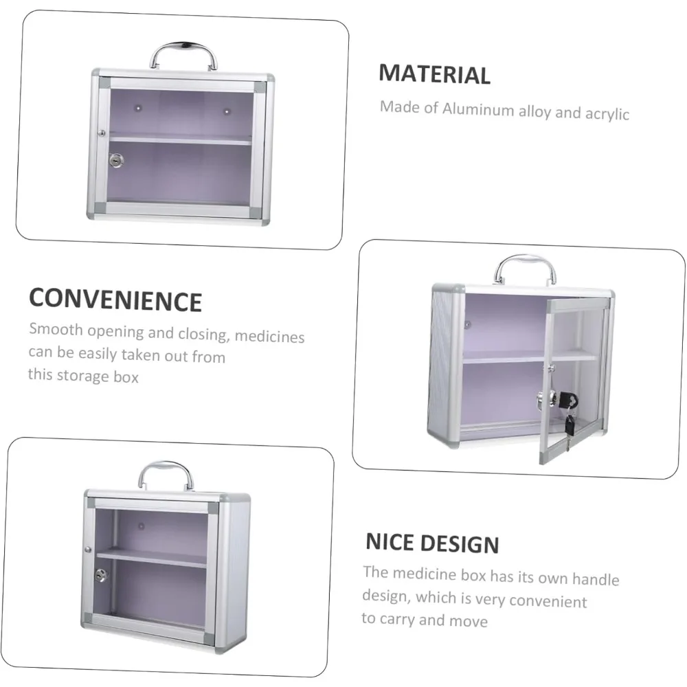 حقيبة تخزين طبية متعددة الطبقات قابلة للقفل مثبتة على الحائط لتنظيم الإسعافات الأولية والأدوية المنزلية #4