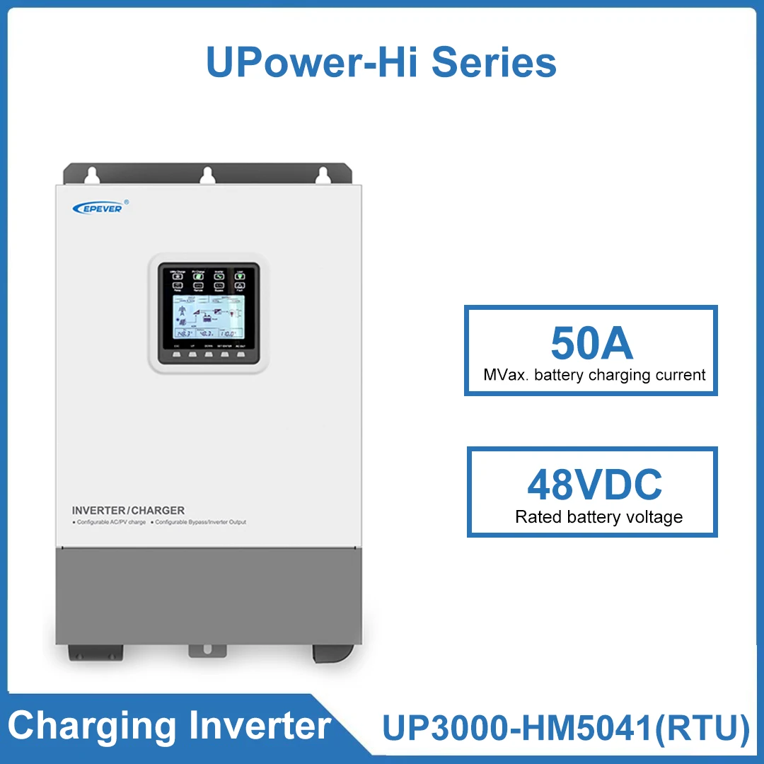 EPEVER UP3000-HM5041(RTU) 3000 واط عاكس موجة جيبية نقية 48VDC كفاءة تتبع عالية لشاحن عاكس MPPT