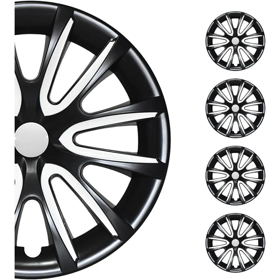 

Черные с белыми колпаками втулки 16-дюймовый набор из 4 Tapas para Rines 16 колес премиум-класса 16-дюймовый комплект обода R16 Snap On Durable C