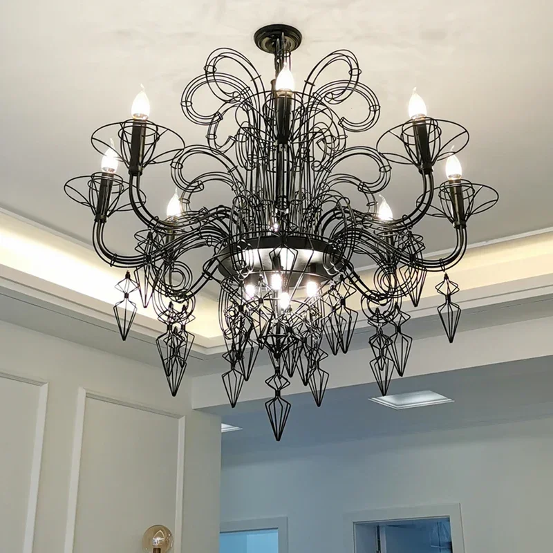 

Home Decor Baroque Hanging Chandelier Nordic Designer Iron Led Lights Bedroom Dining Table Living Room Lighting Pendant Lights