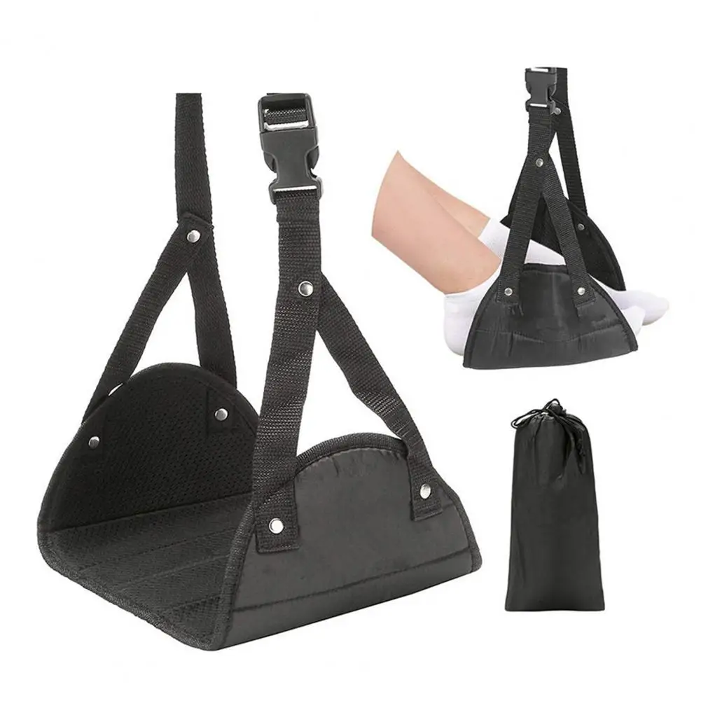 Travel Footrest Hammock Adjustable Airplane Foot Hammock with Wide Platform Portable Under-desk Foot Travel for Office