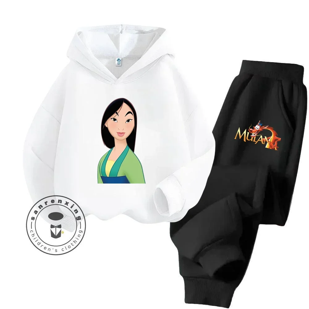 2024 Mulan Cartoon New Hoodie Set Anti Bacterial High Quality Skin Friendly Pure Cotton Fabric Design Hoodie Set for Children