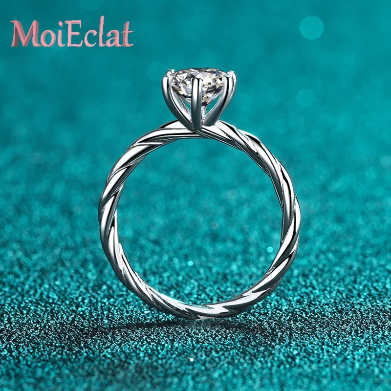

Luxury Celestial 1ct Moissanite Jewelry Ring for Women, Dazzling Twists Vine Design Platinum Pt950 Rings Exquisite Jewelry Gifts