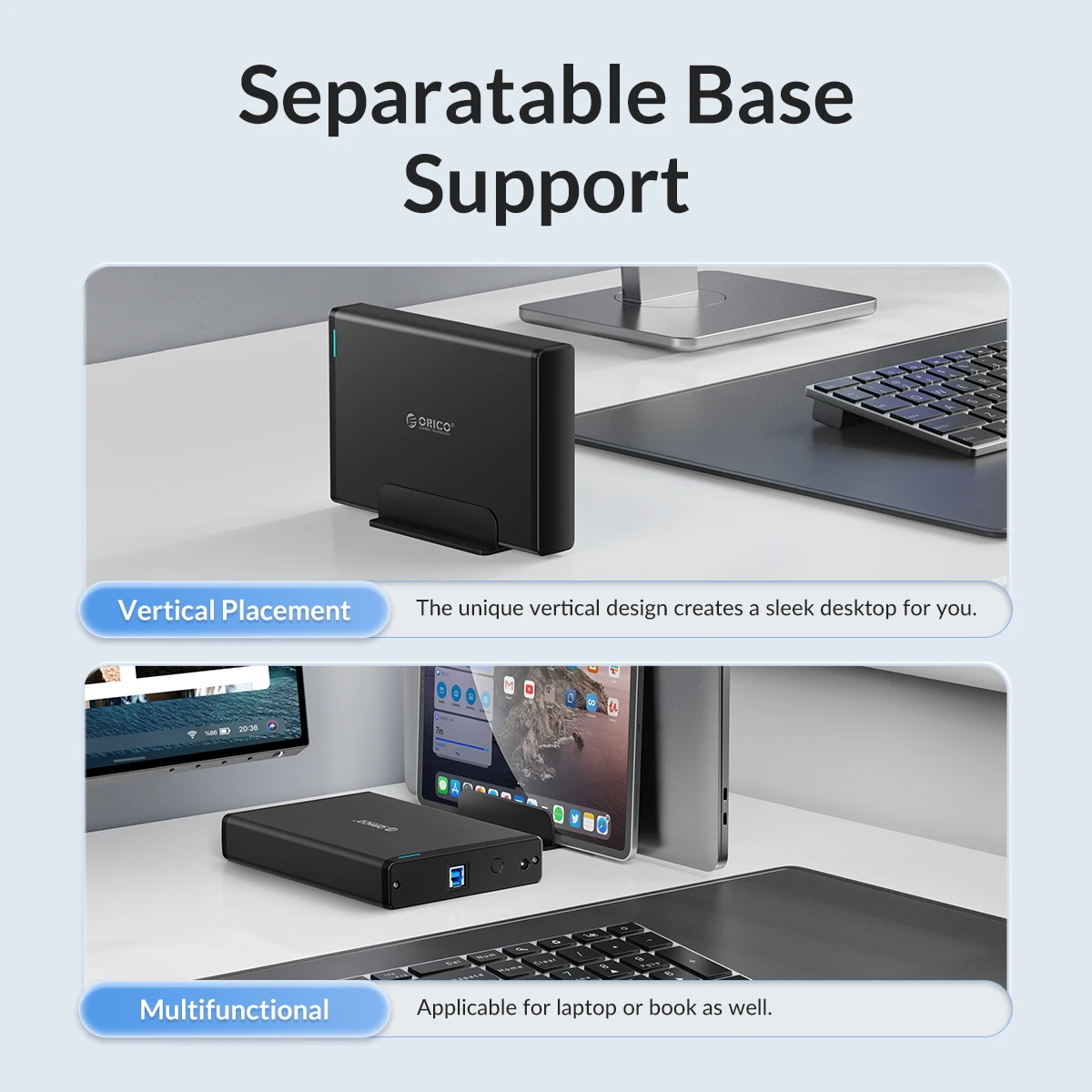 ORICO 3,5-Zoll-Festplattenbox Typ C USB3.0 HDD-Gehäuse SATA USB 3.1 Externer Festplattenleser für PC Externes Speichergehäuse