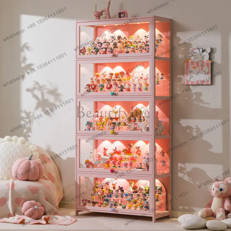 12Household blind box ornament cabinet decoration dust-proof glass display stand living room model cabinet