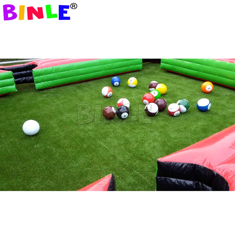 Inflatable Snooker Football Interactive Game Large Footpool Pool Table With 16 Balls Black Inflatable Billard For Soccer Event