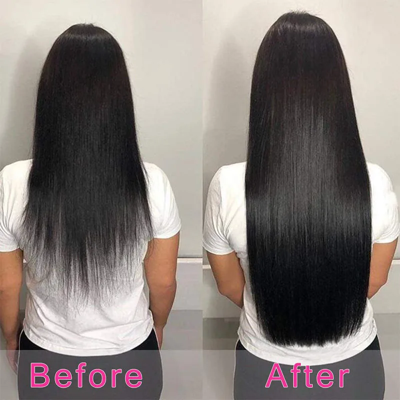 Clip in Hair Extensions Human Hair Straight Hairpiece #4 Natural Color 100% Real Brazilian Remy Natural Human Hair 12- 26 Inches