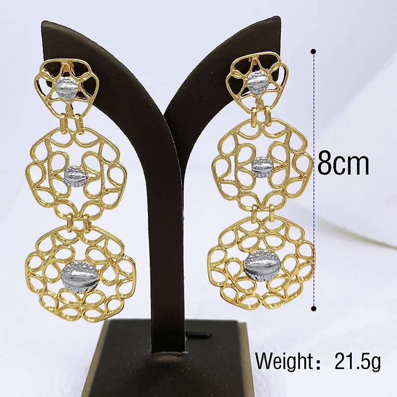Gold Color Long Earrings For Women Big Drop Earrings Dubai Fashion Jewelry Wedding Party Gift Trending