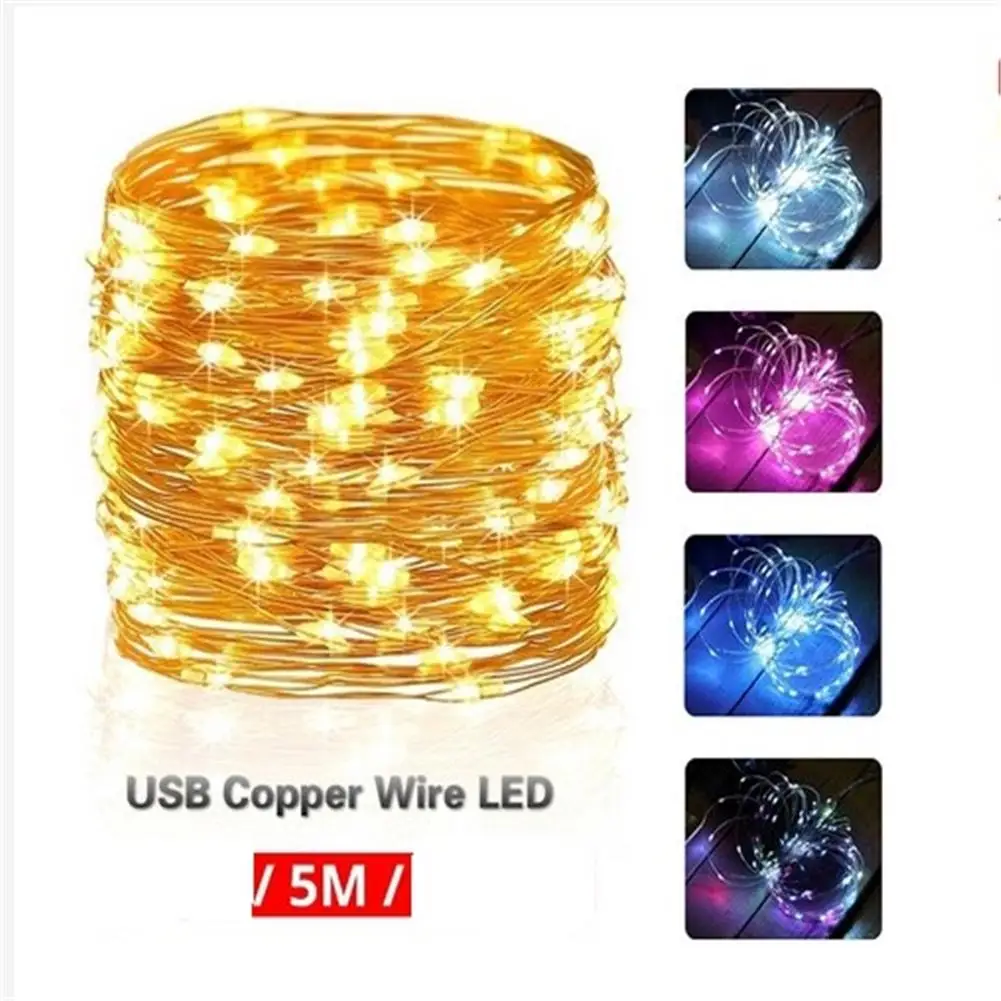 

5m 50 Led String Lights Usb Power Copper Wire Led Lights For Holiday Party Wedding Decoration
