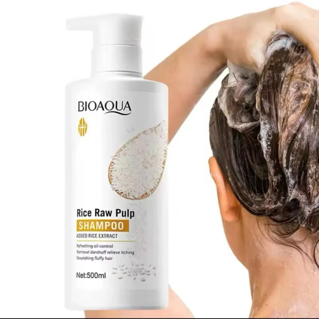 Champú voluminizador de agua de arroz para lavar el cabello, hidratante para cabello seco y graso, para viajes y Spa 500ML