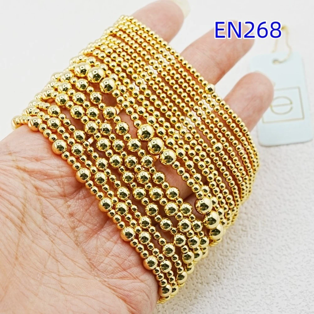 YEEVAA Dainty Gold Bead Stretch Bracelet, 14K Gold Plated Stackable Beaded Bracelets Trendy Everyday Jewelry for Women