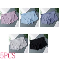 5 Pcs/Lot Men's Ice Silk Sexy Seamless Ultra-thin Boxer Briefs Shorts Underwear Underpants Male Breathable Panties