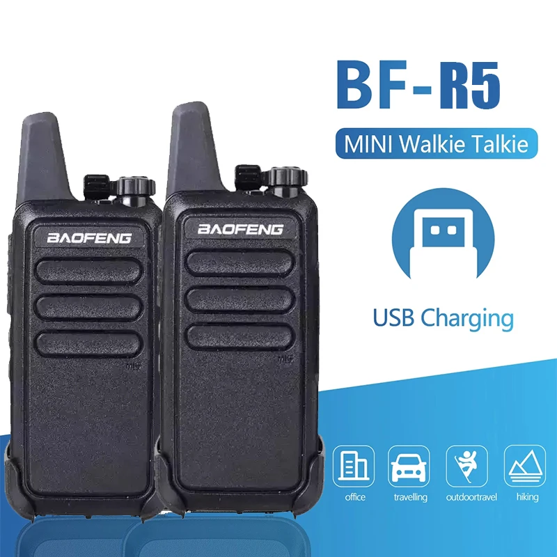 

2Pcs Baofeng BF-R5 UHF Mini Walkie Talkie Handheld Two Way Radio BF R5 Portable USB Charge Radio for Hunting