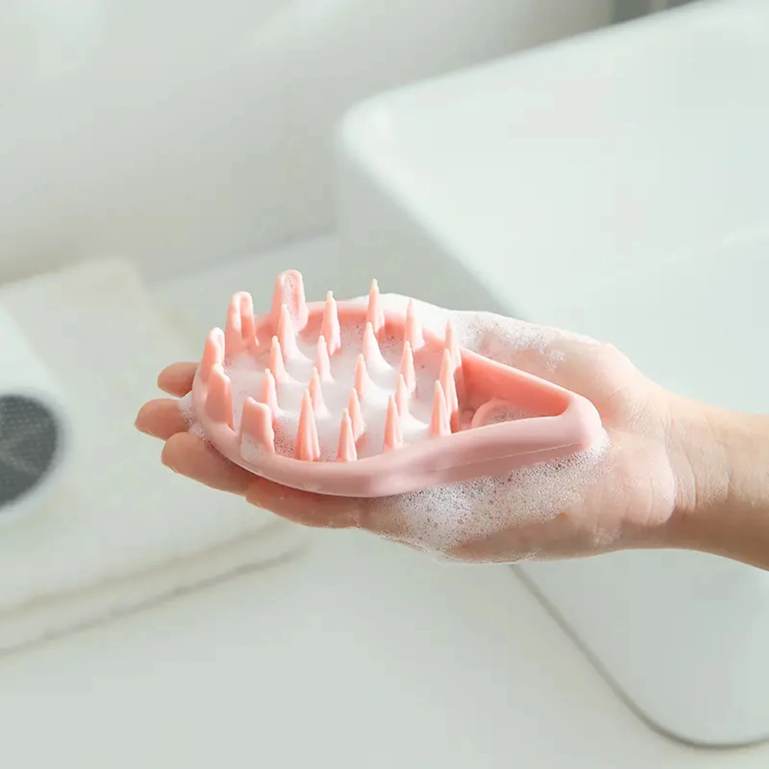 Ergonomic Silicone Scalp Massager Brush Hair Care Combo for Head Relaxation and Scalp Scrubbing - Perfect for Hair Care