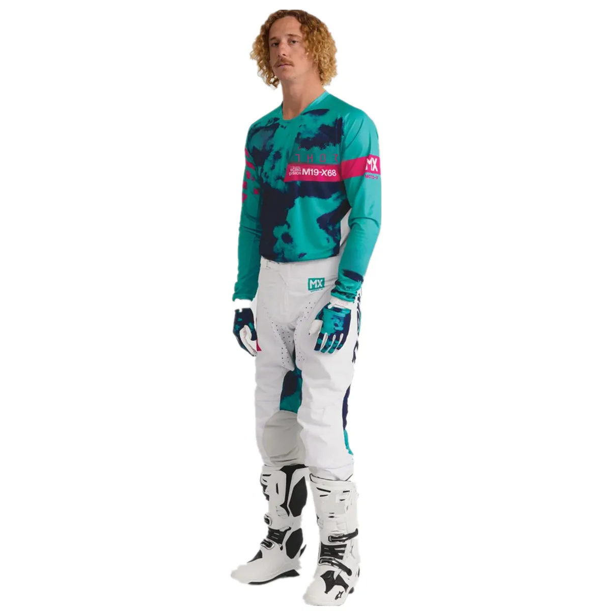 

2026 LAUNCHMODE BLEACH WHITE / AQUA MX Gear Set CNVS Off Road Kit Motocross Jersey Set Enduro Motorcycle Combo Dirt Bike Suit