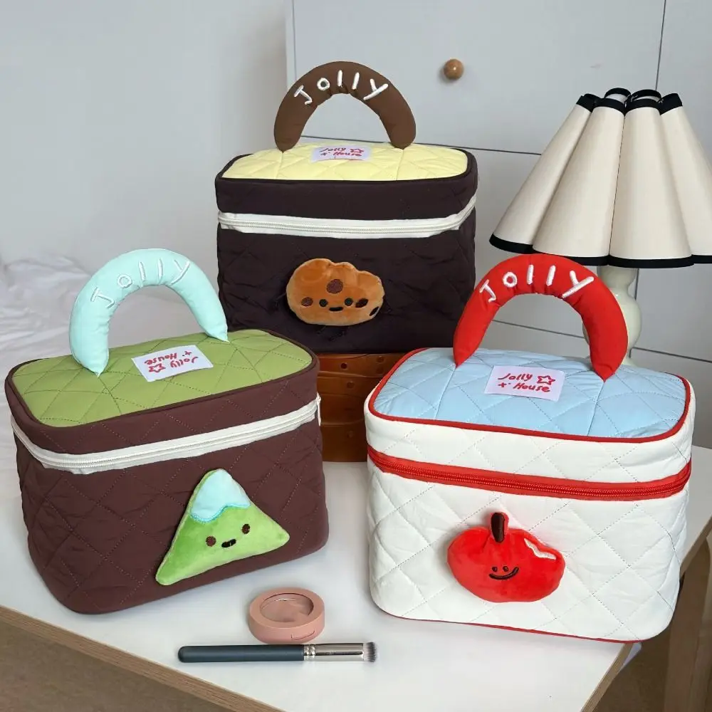 

Fashion Dopamine Color Cute Cabin Makeup Bag House-shaped Square Handheld Cosmetic Case Kawaii Zipper Toiletry Bag Girls