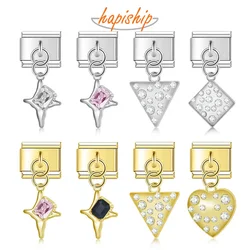 Hapiship 2026 Fashion Heart Star Round Square Triangle Italian Charm Links Fit 9mm Bracelet Stainless Steel Jewelry Making DJ880