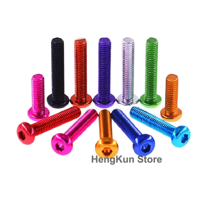 Aluminum Alloy Button Socket Cap Screws M3 M3.5 M4 M5 M6 Wine Red Anodized Round Head Allen Bolt Hex Drive Machine Screw