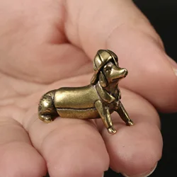 Dachshund Brass Pet Dog Decorative Figurines Cute Animal Desk Decoration Miniatures Metal Figurines Lucky Dog Decoration Home