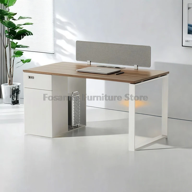 

Modern Office Desk and Chair Set Wide Table with Storage Cabinet and Combination Lock Simple Desks Swivel Chairs Sets Furniture