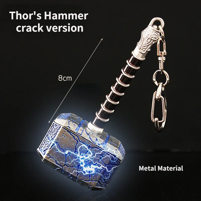 

Film and Television Peripheral Weapons 8cm Seiko Thor's Hammer Crack Version Alloy Weapon Model Pendant Thor's Hammer Model Toy