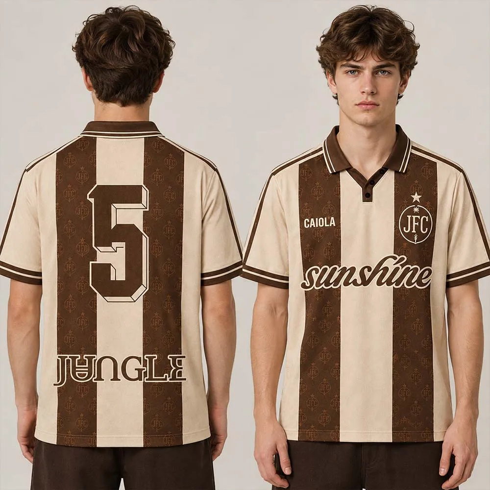 Jungle Sunshine Album Exklusives Merchandise Polo-Jersey für Herren Vintage Gestreiftes Poloshirt Kurzarm Retro Uniform Locker Sitzendes Streetwear-Oberteil – Detail 3