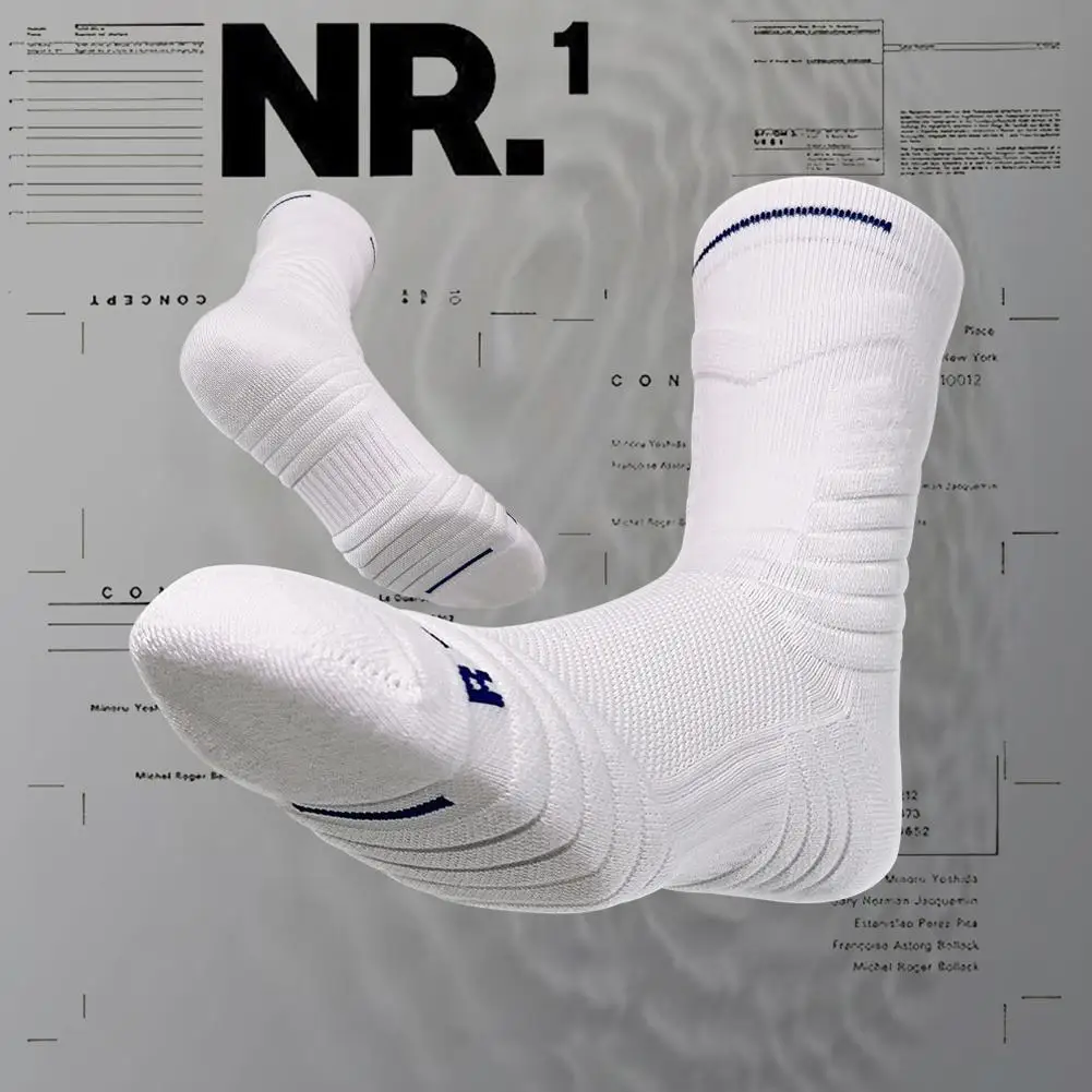 1Pair Professional basketball socks thickened towel bottom game training sports socks ankle protection non-slip socks