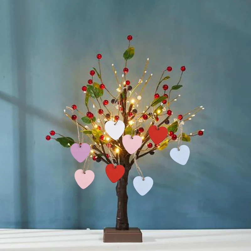 10PCS Wooden LOVE Heart Pendant Wedding Proposal Christmas Tree Ornament DIY Craft Gift Tags Love Wood Chip Scatter Decoration