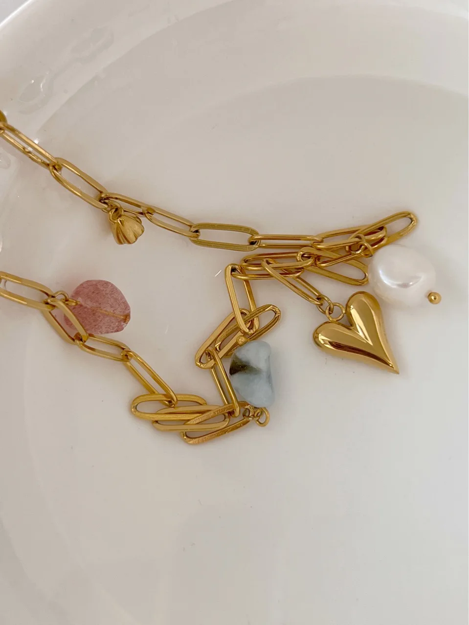 Titanium Mixed Pendant Heart Pearl Necklace Women Jewelry Punk Designer Runway Rare Simply Gown Boho Japan Korean