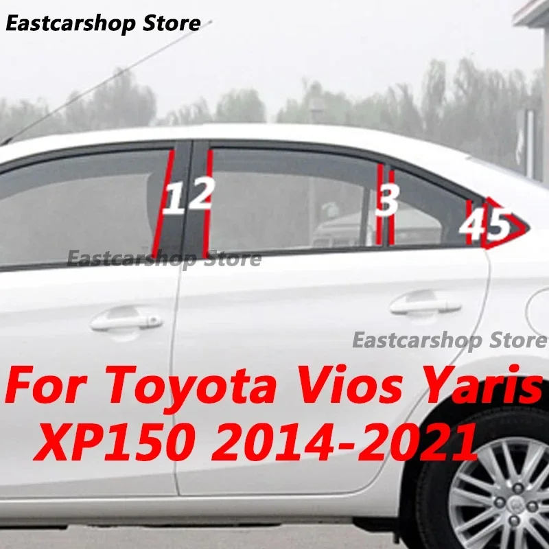 

For Toyota Vios Yaris XP150 2020 2021 Car Door Central Window Middle Column Strip PC B C Protective Pillar Accessories 2014-2019