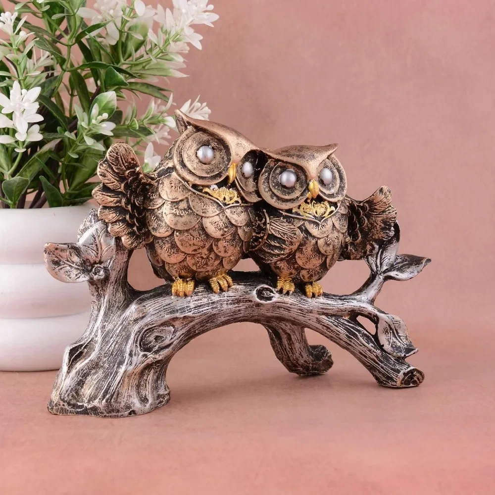 

Niyaara Crafts Handicraft Owl Family Sitting on Tree Decorative Bird Showpieces Statue for Home Decor Living Room