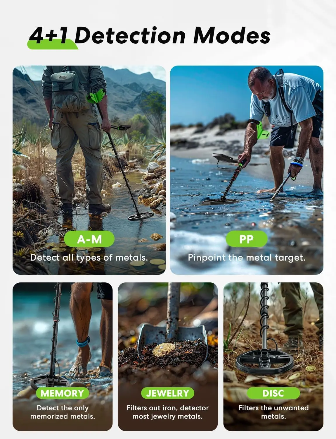 Detector for Adult - Professional Higher Precision, 5 Mode for Metal Detecting, Advanced 11” Coil Multifunctional Metal Discover