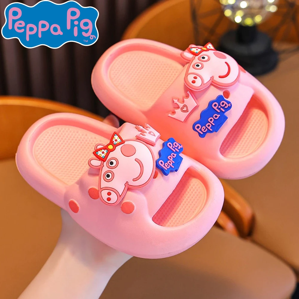 Kawaii Peppa Pig Children's Sandals Summer Cartoon Cute Soft Sole Breathable Non Slip Indoor outdoors Boy Girls Slippers Gifts