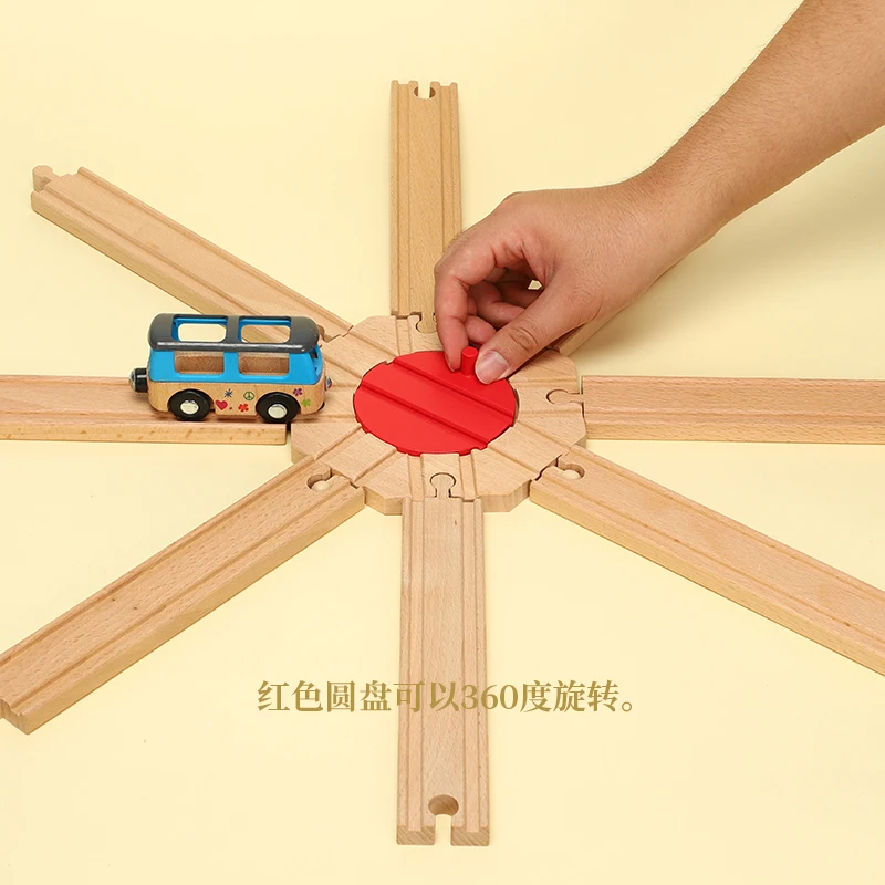 Accessori per binari per giradischi a otto vie Treno in legno Giocattoli per binari per bambini Compatibile in plastica Giocattoli per ragazzi in legno Regali X7