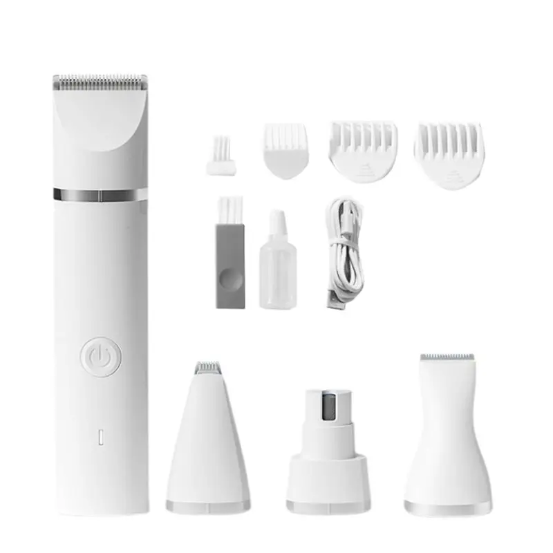 

A04G-Pet Hair Trimmer Grooming Set, Low Noise Claw Trimmer, Rechargeable Cordless Silent Nail Grinder