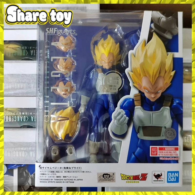 

Original Bandai Dragon Ball S.H.Figuarts SHF SSJ Super Saiyan Vegeta Dangerous Pride Anime Action Figures Toys Models PVC Gift