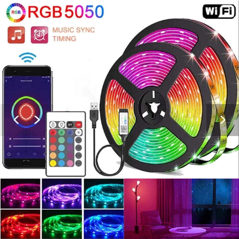 

LED Strip LightsUSB 5V Smart Bluetooth Infrared Control RGB Music Sync Flexible Lamp For TV Backlight Christmas Decoration Gift