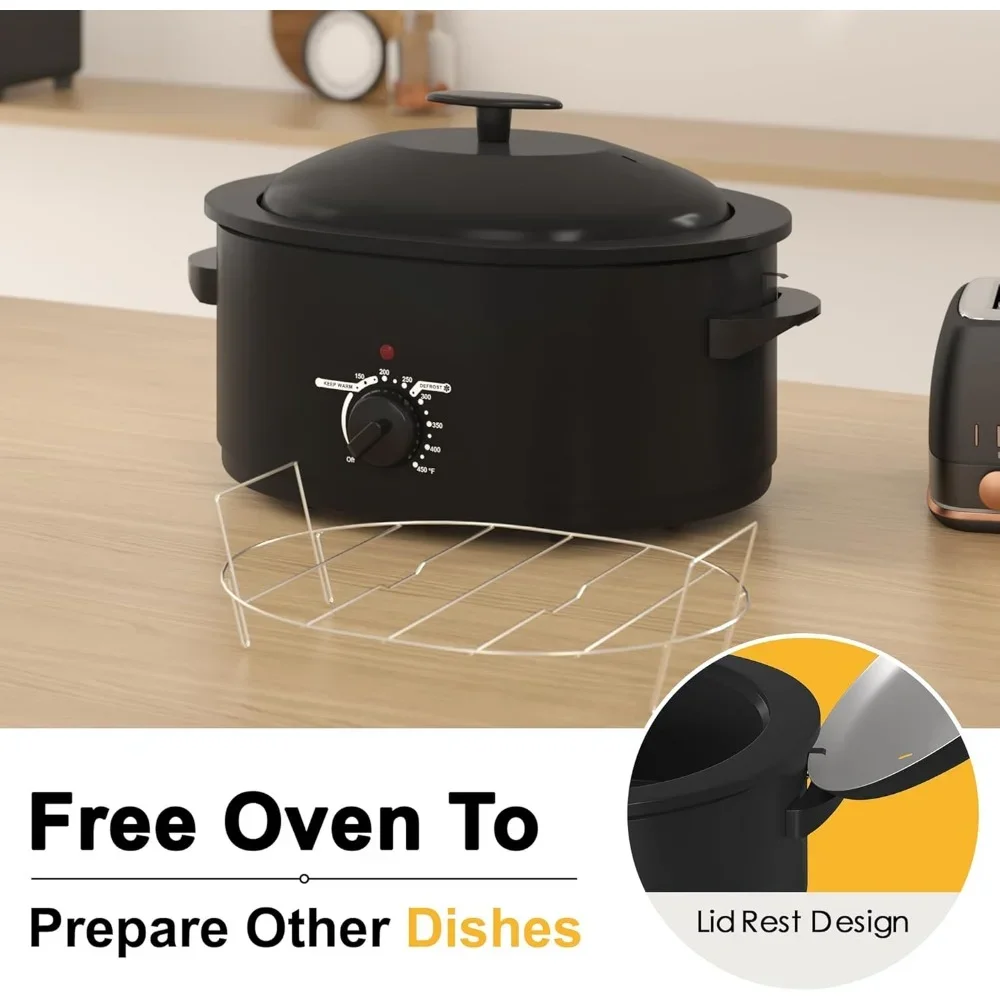 Slow Cooker 8-Quart with Self-Basting Lid, Removable Pan and Rack, Stainless Steel Slow Cooker