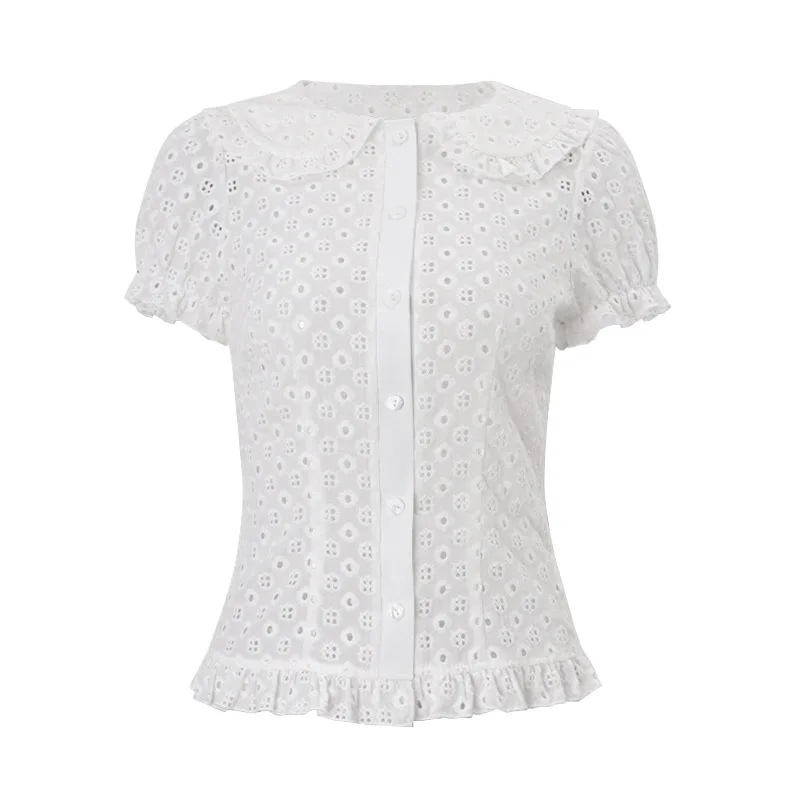 

Fashion Women's Clothing 2025 Summer Sweet Style High-End Embroidery With Broken Copper Design, Slim Fit Versatile Top