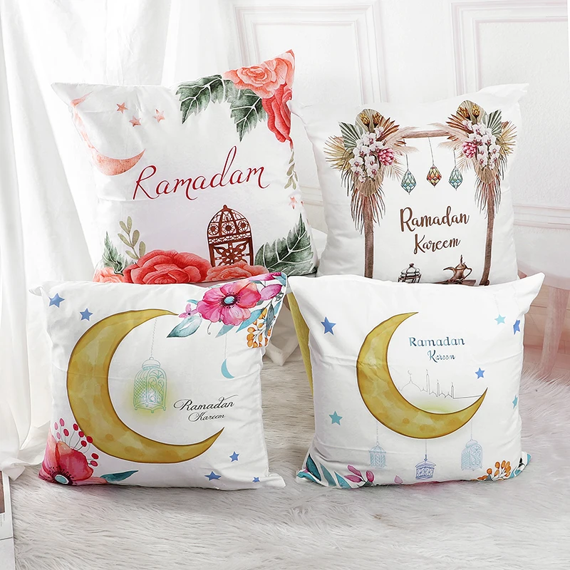 عيد مبارك غطاء الوسادة رمي وسادة رمضان الديكور للمنزل الإسلامي مسلم ديكور الحفلات العرض عيد الأضحى المخدة #3