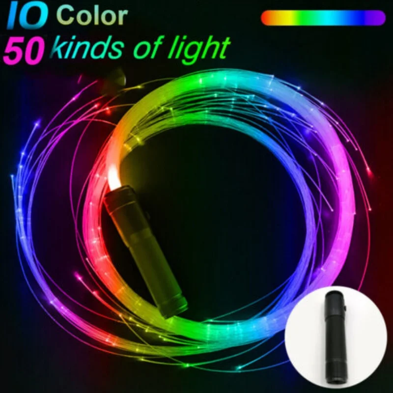 LED Fiber Optic Whip Pixel Light-up Whip Light Multicolor Flashing Glowing Waving Toy Rave Dance Party Show Music Festival Decor