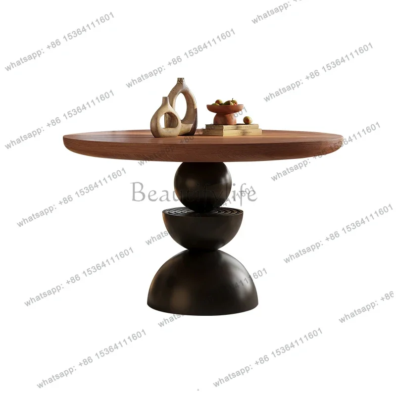 

56France Vintage Dining Tables Solid Wood Design Minimalism ART Round Table Living Room Dining Room Furnitur Mesas Redondas
